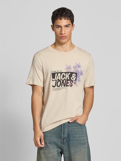 Jack & Jones T-Shirt mit Label-Print Modell 'JAXON' Offwhite 4