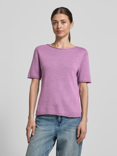 Marc O'Polo Sweter o kroju regular fit z mieszanki bawełny i lnu Purpurowy 4