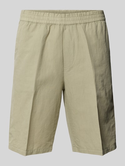 Produktfoto, Straight Fit Shorts aus Leinen-Mix von Filippa K in Beige, elastischer Bund, Bügelfalten, Eingriff- und Gesäßtaschen, strukturierte Oberfläche