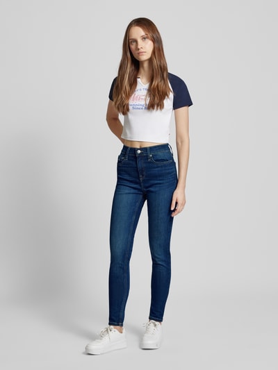 Tommy Jeans Jeansy o kroju skinny fit z wyhaftowanym logo model ‘NORA’ Ciemnoniebieski 1