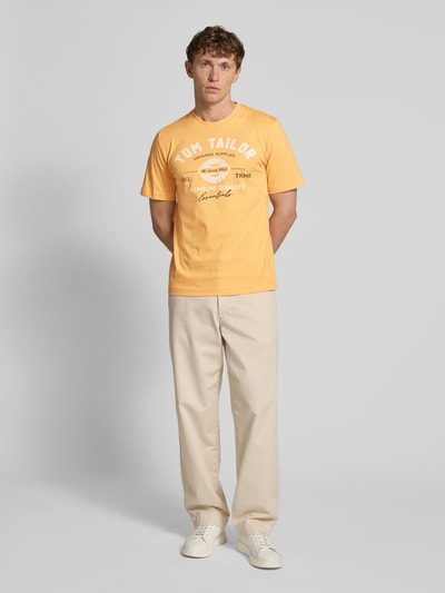 Tom Tailor Regular Fit T-Shirt aus reiner Baumwolle Apricot 1