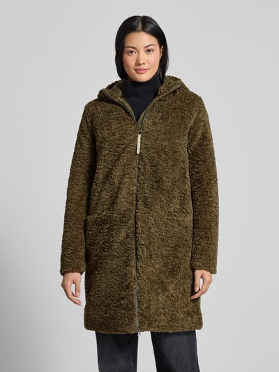 camel active Mantel aus Teddyfell mit Kapuze und Zweiwege-Reißverschluss Khaki 4