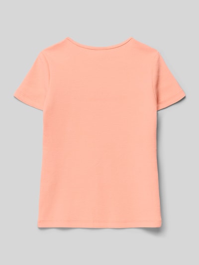 Produktfoto, Regular Fit T-Shirt aus Baumwoll-Mix von s.Oliver RED LABEL, Optik: Unifarben in zartem Apricot, feine Ripp-Textur, Kurzarm