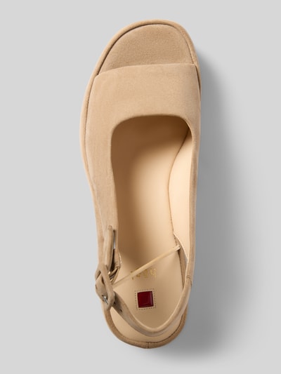 Productfoto, Wedges uit leer met keilabsatz met plateau van Högl, echt leer, afgeronde model, riem met doornsluiting, gladde zool, hakhoogte maat 39: 7 cm, schachtbreedte maat 39: 5 cm
