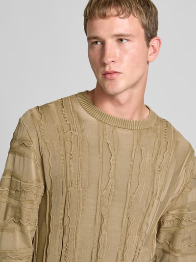 Redefined Rebel Gebreide pullover met structuurmotief, model 'Jamie' Beige - 3