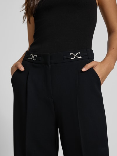 TONI Wide leg stoffen broek met bandplooien, model 'luisa' Zwart - 3