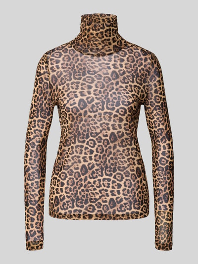 LOLLYS LAUNDRY Longsleeve aus Mesh mit Stehkragen Modell 'Orie' Hellbraun 2