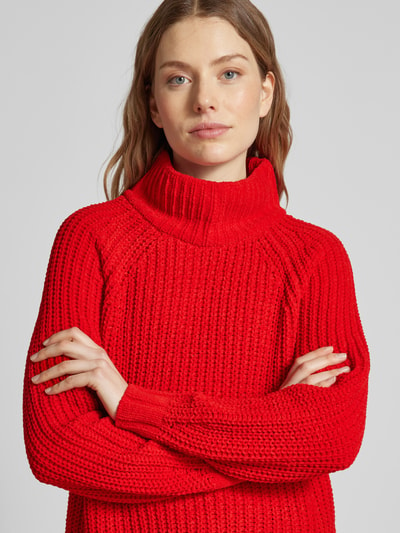 monari Gebreide pullover met opstaande kraag, model 'Chenille' Rood - 3