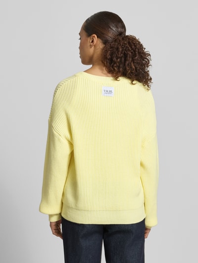 VILLA SOPHIE Regular Fit Strickjacke aus Viskose-Mix Modell 'LENI' Hellgelb 5