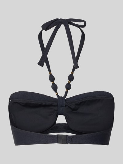 Produktfoto, Bikini-Oberteil mit Ziersteinen Modell 'Keneto' von Banana Moon, elastyczna mieszanka materiałów, ozdobne kamienie, fakturowany wzór, wiązanie na szyi, wycięcie