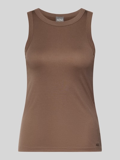 Produktfoto, Tanktop in Ripp-Optik mit Rundhalsausschnitt von MM by Max Mara in Braun, Modal-Mix, Slim Fit, glatte Textur, frontal