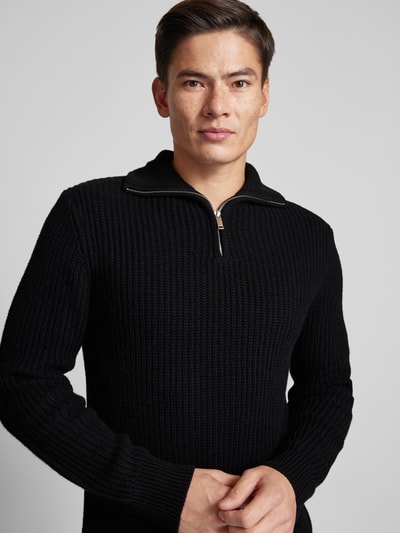 SELECTED HOMME Strickpullover mit gerippten Abschlüssen Modell 'LAND' Black 3