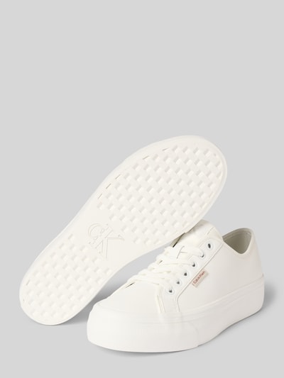 Calvin Klein Jeans Ledersneaker mit Label-Details Modell 'VULC FLATFORM' Weiss 4