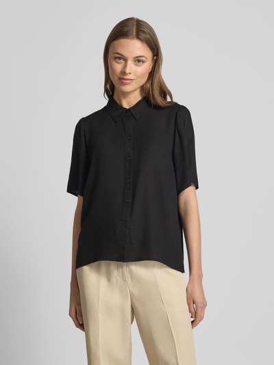 Vila Regular Fit Hemdbluse aus Viskose-Leinen-Mix Modell 'PRICIL' Black 4