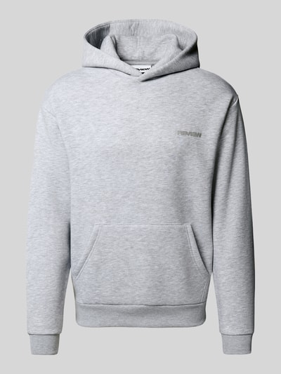 REVIEW Hoodie mit Label-Print Hellgrau Melange 2