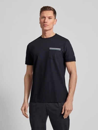 Christian Berg Men T-shirt met opgestikte borstzak Marineblauw - 4