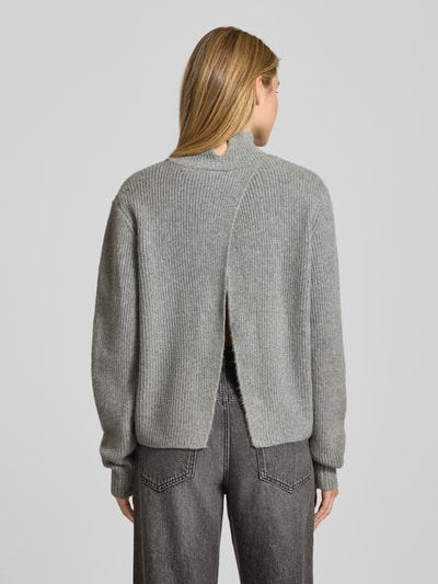 ICHI Strickpullover mit Stehkragen und überschnittenen Schultern Mittelgrau 5