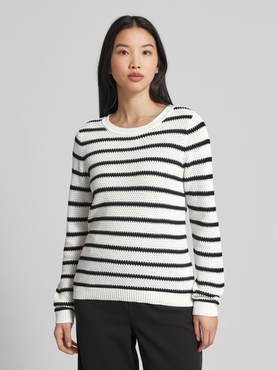 Vila Gebreide pullover met streepmotief, model 'DALO' Zwart - 4