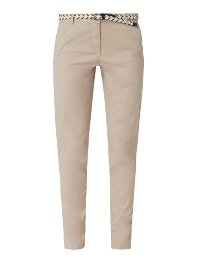 Tom Tailor Chino mit Flechtgürtel Taupe 2