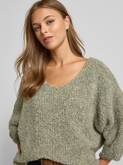 ZABAIONE Relaxed Fit Strickpullover mit Woll-Alpaka-Anteil Modell 'Em44maa' Khaki 3