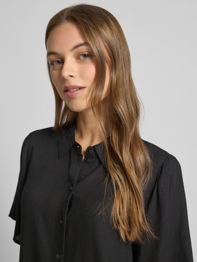 Vila Regular Fit Hemdbluse aus Viskose-Leinen-Mix Modell 'PRICIL' Black 3