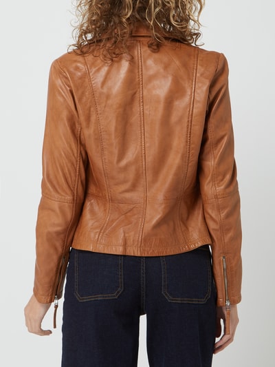 Jilani Leren jack in bikerlook, model 'Smilla'  Cognac - 5