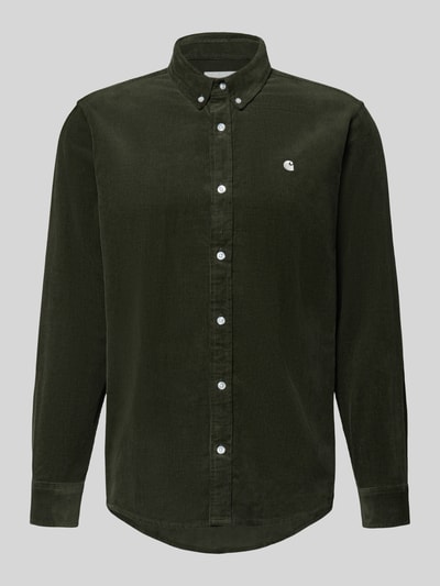 Produktfoto, Regular Fit Freizeithemd aus Cord mit Button-Down-Kragen von Carhartt Work In Progress, dunkelgrün, Baumwolle, Label-Stitching