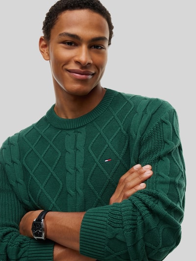 Tommy Jeans Regular Fit Pullover aus reiner Baumwolle mit Logo-Stitching Dunkelgruen 3