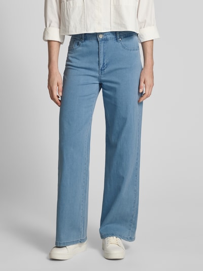 Buena Vista Wide Leg Jeans mit Rüschen Hellblau 4