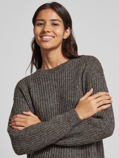 Soyaconcept Gebreide pullover met extra brede schouders, model 'Ibea' Donkerblauw gemêleerd - 3