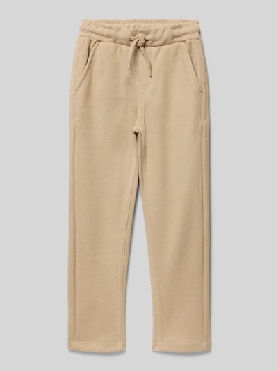 Produktfoto, Straight Fit Sweatpants mit Strukturmuster von Blue Seven in Beige, Baumwoll-Mix, Eingrifftaschen, Tunnelzug, Strukturmuster sichtbar.