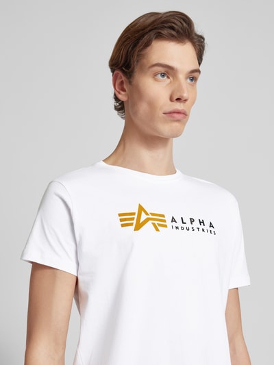 Alpha Industries T-shirt z nadrukiem z logo Biały 3