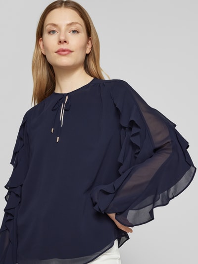 s.Oliver BLACK LABEL Loose Fit Chiffonbluse mit Rüschenärmeln Marine 3