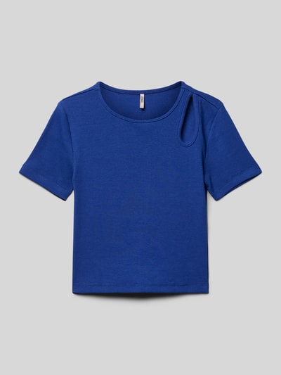 Only Slim fit T-shirt van katoenmix, model 'NESSA LIFE' Koningsblauw - 1