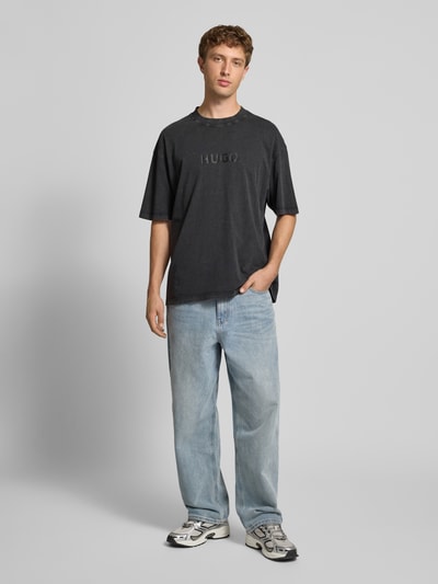 Hugo Blue T-Shirt mit Label-Print Modell 'Nebute' Black 1