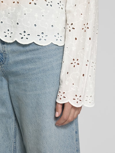 Pieces Loose Fit Blusenshirt aus reiner Baumwolle Modell 'TARMORINE' Offwhite 3