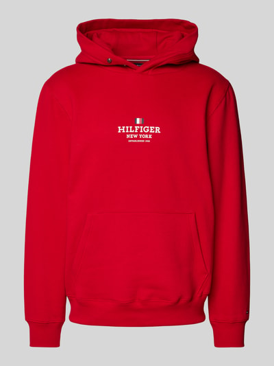 Tommy Hilfiger Hoodie mit Label-Print und Känguru-Tasche Rot 2