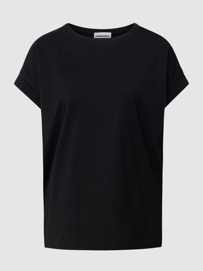 Armedangels T-shirt z prążkowanym, okrągłym dekoltem model ‘IDAARA’ Czarny 2