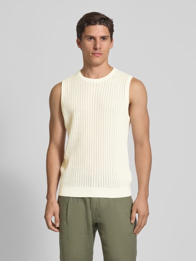 JAKE*S STUDIO MEN Top z prążkowanymi wykończeniami Złamany biały 4