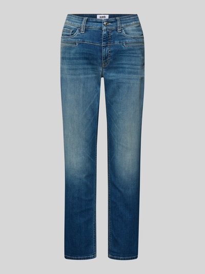 Productfoto, Jeans in verkorte pasvorm model 'PEARLIE' van Cambio, rechte snit, 5-pocket-design, blauw met lichte wassing, katoenmix met stretch