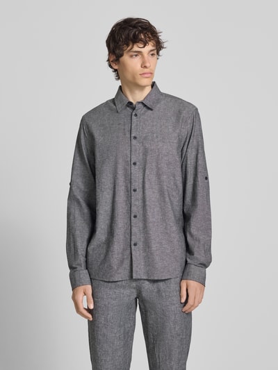 Blend koszula casualowa o kroju regular fit z kołnierzykiem typu kent model 'ABAN' Antracytowy 4