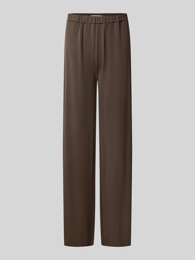 Productfoto, bruine straight fit broek uit viscosemix Model 'Saumi' van Samsøe Samsøe, elastische band, Bandwijdte maat S 37 cm, Binnenbeenlengte maat S 84 cm