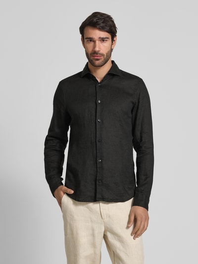 JOOP! Collection Slim Fit Leinenhemd mit Haifischkragen Black 4