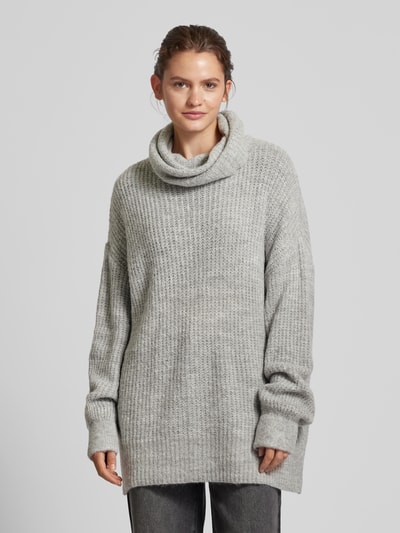 LeGer by Lena Gercke Oversized Strickpullover mit Rollkragen Modell 'Juna' Mittelgrau Melange 4