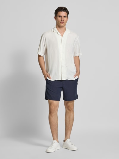 BOSS Orange Tapered bermuda van lyocellmix, model 'SANDREW-5' Marineblauw - 1