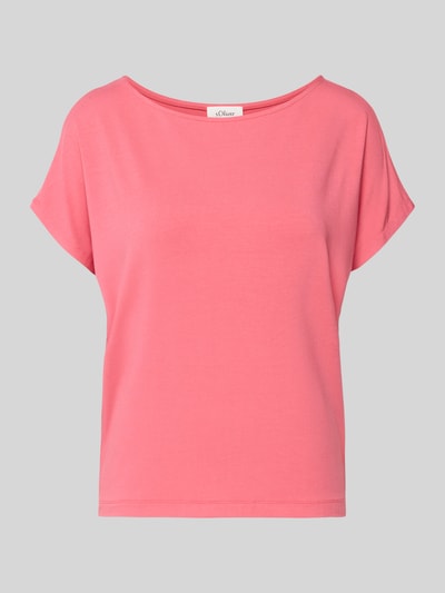 s.Oliver RED LABEL T-shirt z mieszanki wiskozy o kroju relaxed fit Mocnoróżowy 2