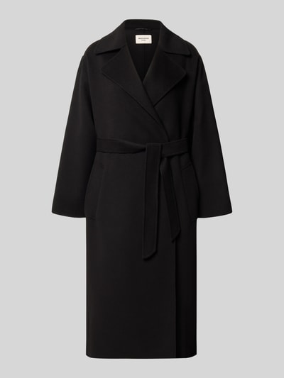 Produktfoto, zwarte lange jas Regular Fit Mantel aus Schurwoll-Mix model 'OPEROSO' van Weekend Max Mara, gladde textuur, dames