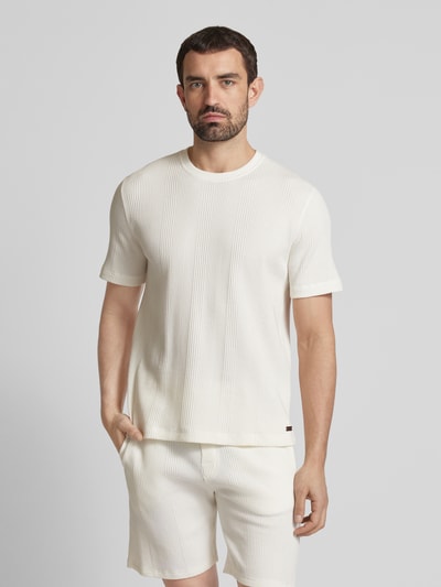 BOSS T-shirt met geribde ronde hals Offwhite - 4