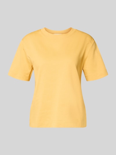 Produktfoto, Boxy Fit T-Shirt aus reiner Baumwolle Modell 'ESSENTIAL' von Selected Femme, żółty kolor, heavy jersey, unikatowa faktura, gładki deseń
