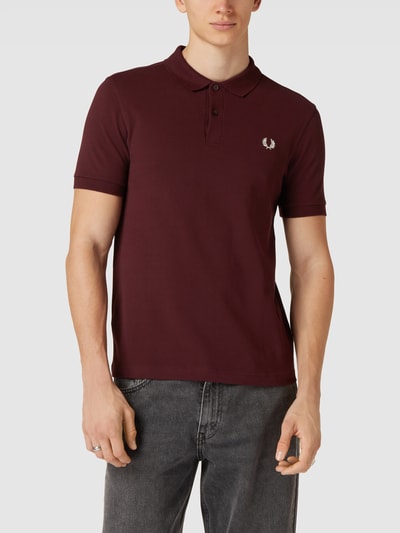 Fred Perry Poloshirt met labelstitching, model 'PLAIN' Bordeaux - 4